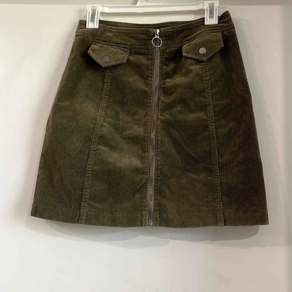 Olive green corduroy mini skirt. Perfect for the upcoming fall.